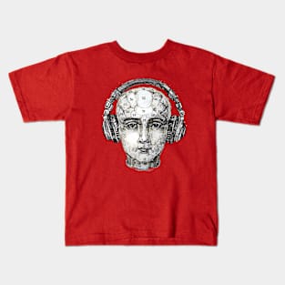 Phrenology head with headphones. Kids T-Shirt